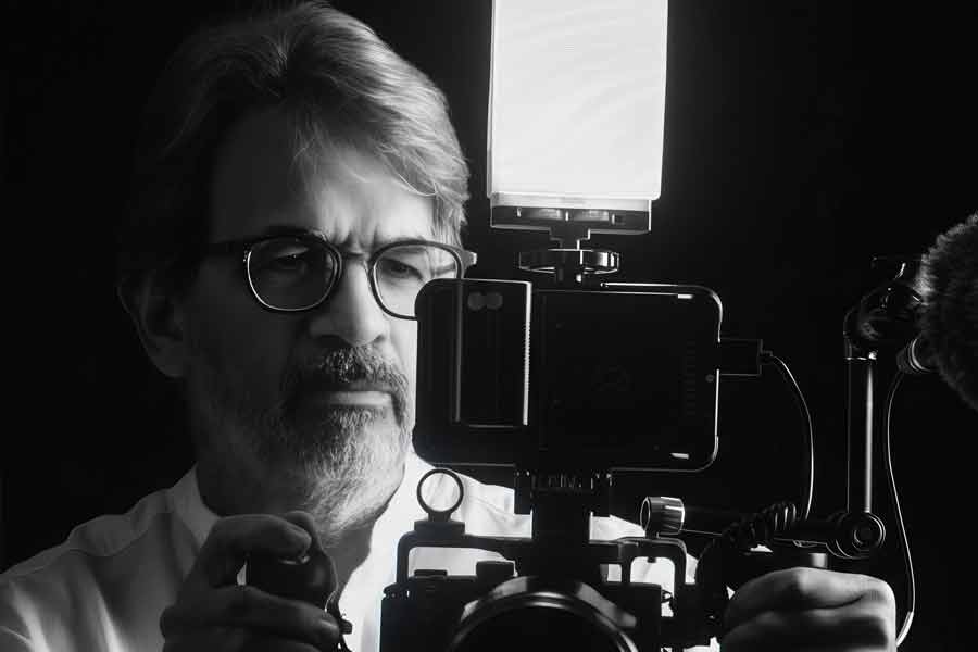 Tournage corporate : équipe et caméra sur site